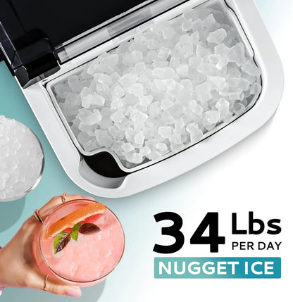 ☀️Summer Clearance Blowout! Just $39.99 🧊Auto-Cleaning 10'' Nugget Ice Countertop Ice Maker