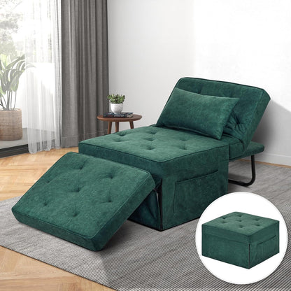 Convertible Sofa Bed, 4 in 1 Multi-Function Folding Ottoman Bed with Adjustable Backrest, Modern Pull Out Sleeper Chair for Living Room Apartment Office (Plus Beige, 36" Width-Large)